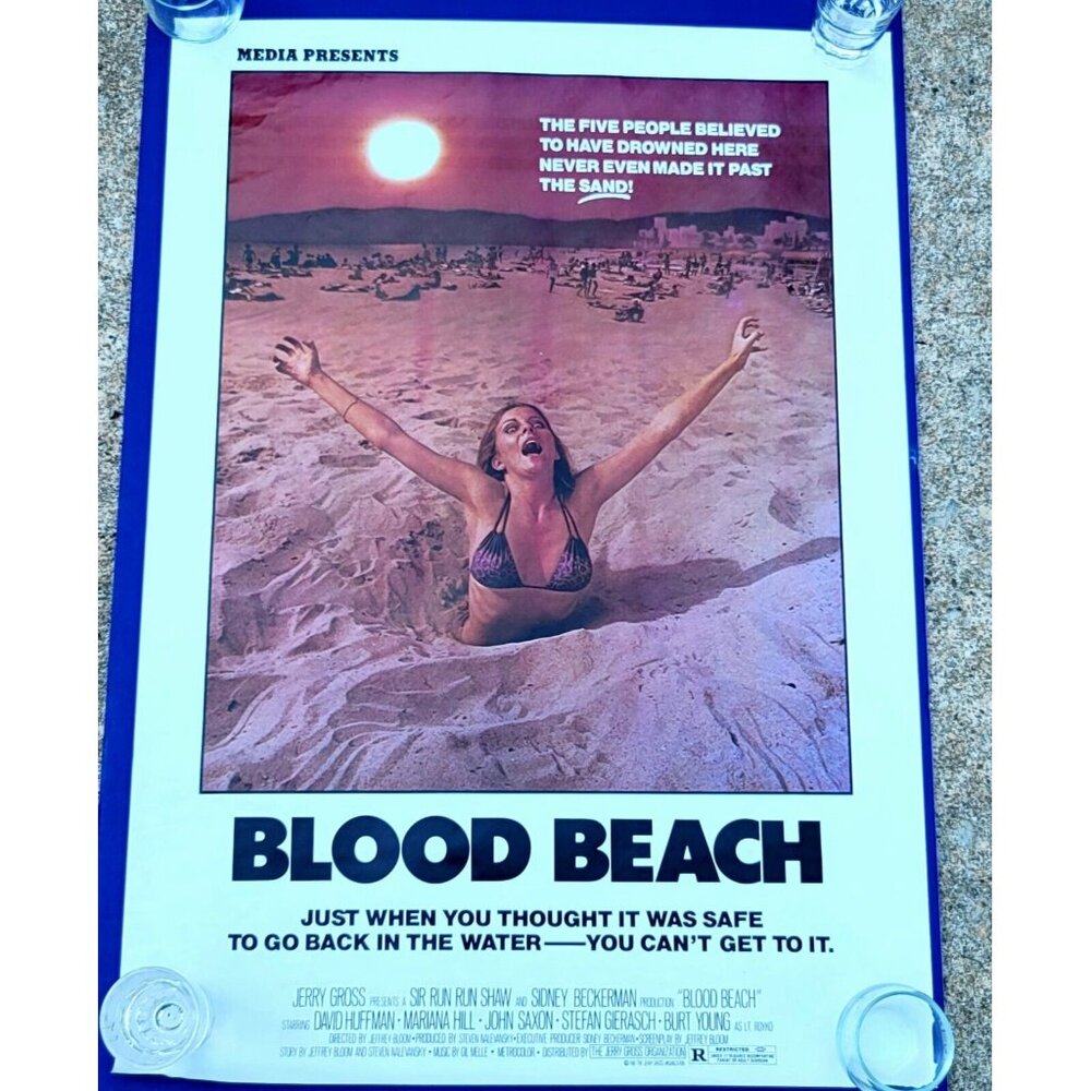 Blood Beach (1980) Original HORROR MOVIE STORE VHS PROMO POSTER 19”x 27” Summer